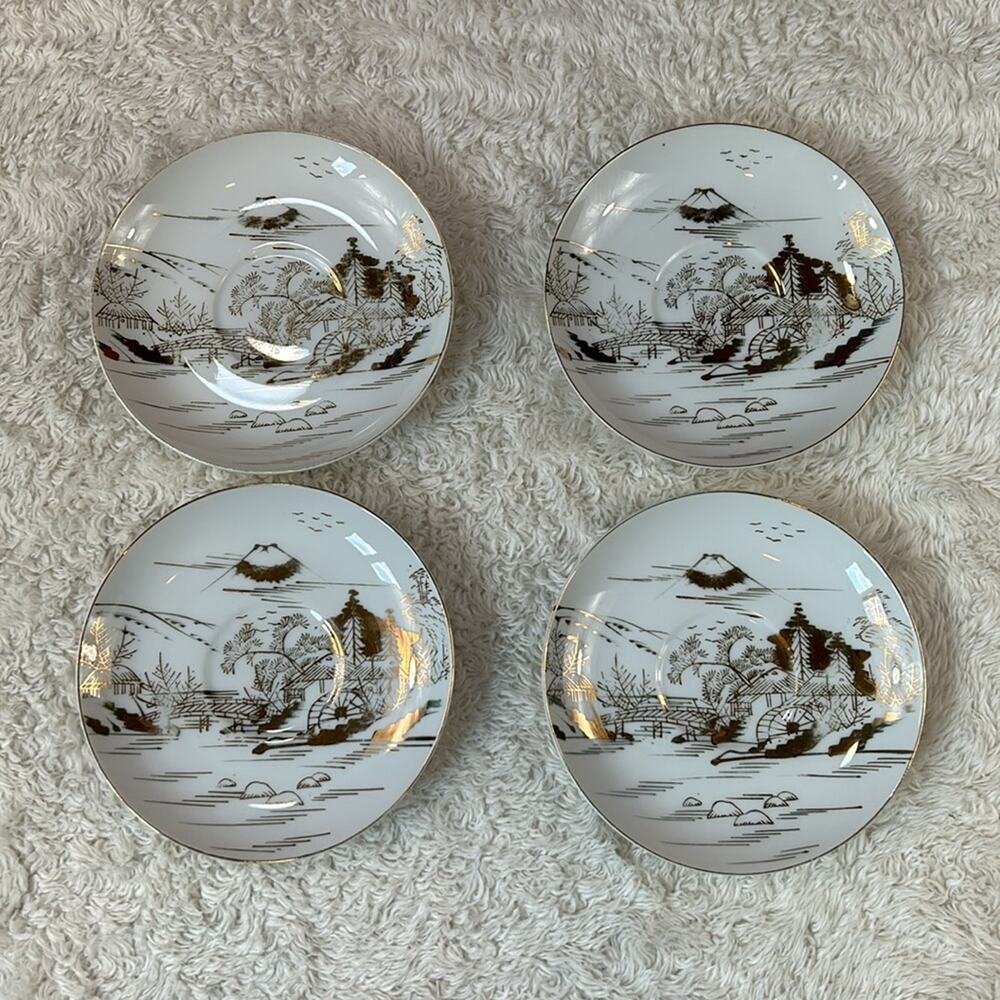 Vintage Kutani KUT109 Japanese Saucer‎ set - 4 pieces